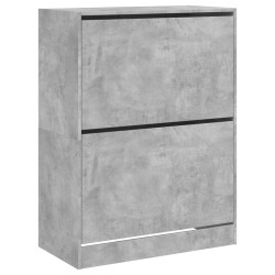 Armoire à chaussures 2 tiroirs rabattables gris béton 