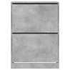Armoire à chaussures 2 tiroirs rabattables gris béton 