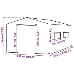 Couverture de remplacement serre (6,5025 m²) 255x255x194cm Vert 