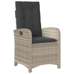 Chaise inclinable de jardin coussins gris clair résine tressée 