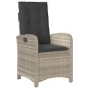 Chaise inclinable de jardin coussins gris clair résine tressée 