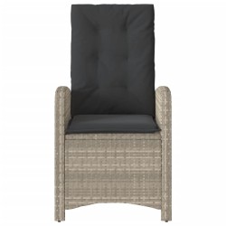 Chaise inclinable de jardin coussins gris clair résine tressée 