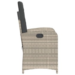 Chaise inclinable de jardin coussins gris clair résine tressée 