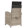 Chaise inclinable de jardin coussins gris clair résine tressée 