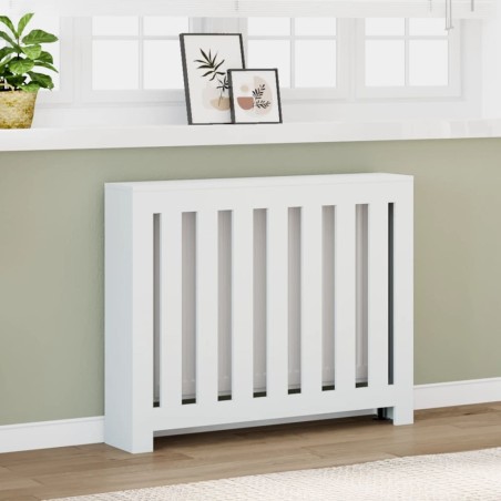 Cache-radiateur blanc 104x20x82 cm bois d'ingénierie 