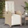 Chaise inclinable de jardin et repose-pied beige résine tressée 