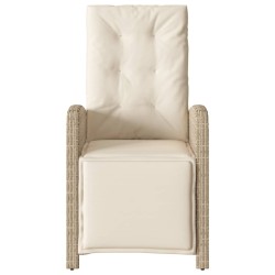 Chaise inclinable de jardin et repose-pied beige résine tressée 