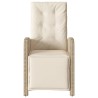 Chaise inclinable de jardin et repose-pied beige résine tressée 