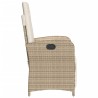 Chaise inclinable de jardin et repose-pied beige résine tressée 