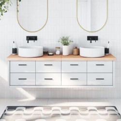 Comptoir de salle de bain 180x50x(2-6)cm bois massif non traité 