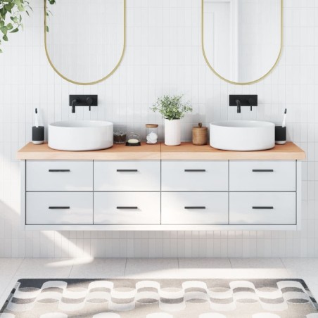 Comptoir de salle de bain 180x50x(2-6)cm bois massif non traité 