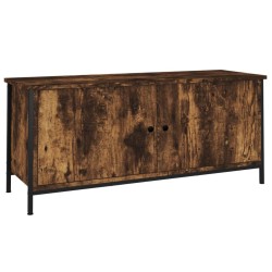 Meuble TV avec portes chêne fumé 102x35x45 cm bois d'ingénierie 