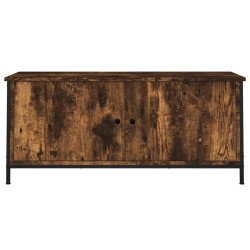 Meuble TV avec portes chêne fumé 102x35x45 cm bois d'ingénierie 