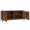 Meuble TV avec portes chêne fumé 102x35x45 cm bois d'ingénierie 