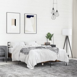 Cadre de lit sans matelas chêne fumé 135x190 cm 