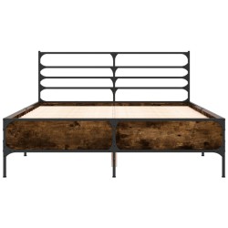 Cadre de lit sans matelas chêne fumé 135x190 cm 