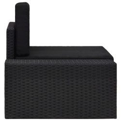 Canapé d'angle sectionnel accoudoir droit Résine tressée Noir 