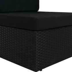 Canapé d'angle sectionnel accoudoir droit Résine tressée Noir 