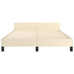 Cadre de lit avec tête de lit sans matelas crème 140x200 cm 