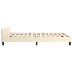 Cadre de lit avec tête de lit sans matelas crème 140x200 cm 