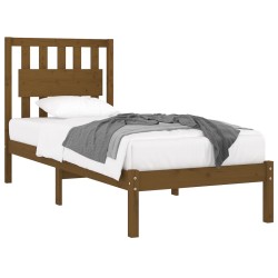 Cadre de lit sans matelas marron miel bois massif 100x200 cm 