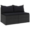 Canapés centraux de jardin et coussins 2pcs Noir Résine tressée 