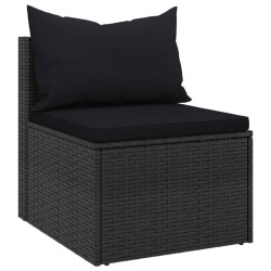 Canapés centraux de jardin et coussins 2pcs Noir Résine tressée 