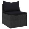 Canapés centraux de jardin et coussins 2pcs Noir Résine tressée 