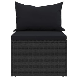 Canapés centraux de jardin et coussins 2pcs Noir Résine tressée 