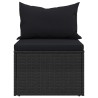 Canapés centraux de jardin et coussins 2pcs Noir Résine tressée 
