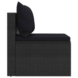 Canapés centraux de jardin et coussins 2pcs Noir Résine tressée 