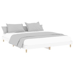 Cadre de lit sans matelas blanc 150x200 cm bois d'ingénierie 