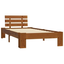 Cadre de lit sans matelas marron miel 100x200cm bois pin massif 
