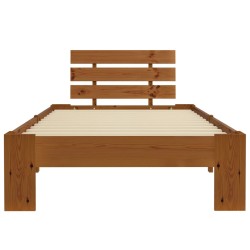 Cadre de lit sans matelas marron miel 100x200cm bois pin massif 
