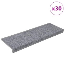 Tapis d'escalier 30 pcs 65x21x4 cm blanc et gris 