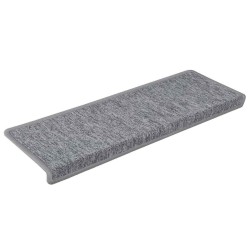 Tapis d'escalier 30 pcs 65x21x4 cm blanc et gris 