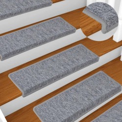 Tapis d'escalier 30 pcs 65x21x4 cm blanc et gris 