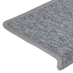 Tapis d'escalier 30 pcs 65x21x4 cm blanc et gris 