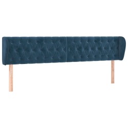 Tête de lit avec oreilles Bleu foncé 203x23x78/88 cm Velours 