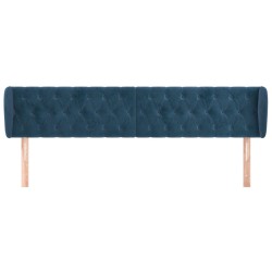 Tête de lit avec oreilles Bleu foncé 203x23x78/88 cm Velours 