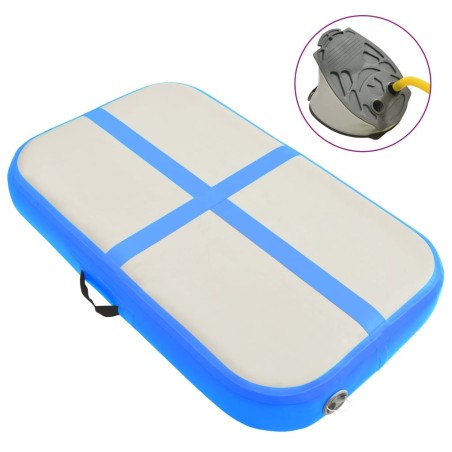 Tapis gonflable de gymnastique avec pompe 60x100x10 cm PVC Bleu 
