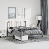 Cadre de lit métal sans matelas avec pied de lit noir 183x213cm 