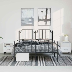 Cadre de lit métal sans matelas avec pied de lit noir 183x213cm 
