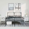 Cadre de lit métal sans matelas avec pied de lit noir 183x213cm 