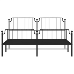 Cadre de lit métal sans matelas avec pied de lit noir 183x213cm 