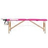 Table de massage pliable 2 zones Bois Blanc et rose 