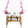Table de massage pliable 2 zones Bois Blanc et rose 
