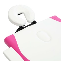 Table de massage pliable 2 zones Bois Blanc et rose 