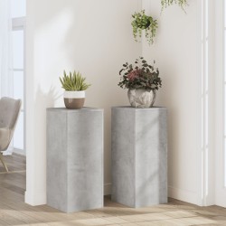 Supports pour plantes 2 pcs gris béton bois d'ingénierie 