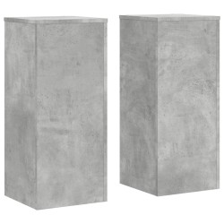 Supports pour plantes 2 pcs gris béton bois d'ingénierie 